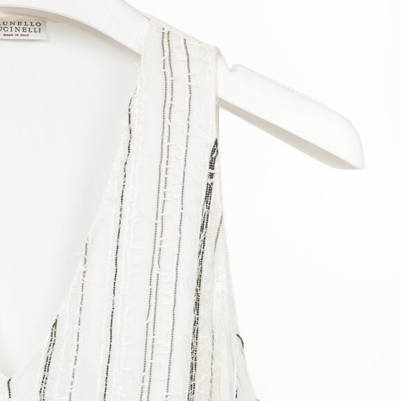 Brunello Cucinelli SS/17 White Silk Monili Eyelash-Fringe Tank - Picture 4 of 12
